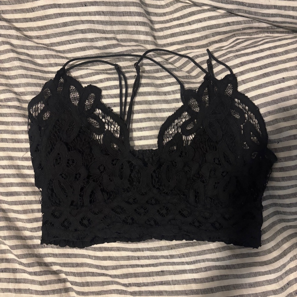 FP One Adella black black bralette, strappy elastic black free people